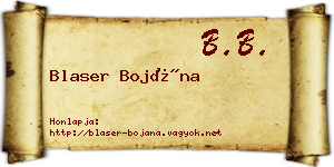 Blaser Bojána névjegykártya